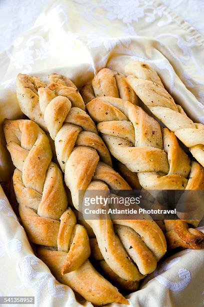 braided bread at il ruscello restaurant in san severino - ruscello stock pictures, royalty-free photos & images