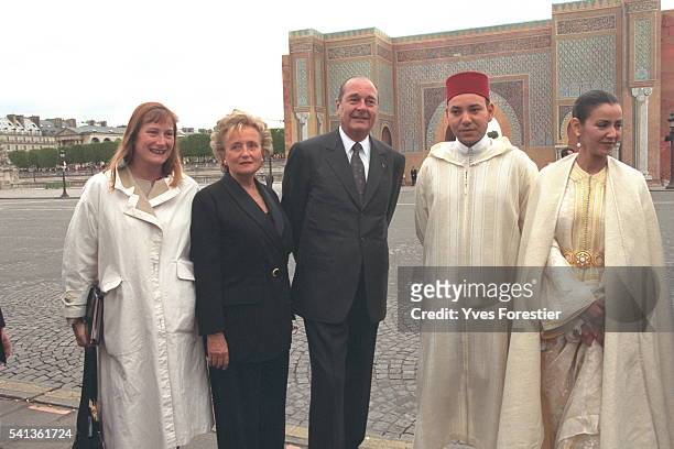 The Bab El Mansur Gate is inaugurated: C. Feff, the Chiracs, Sidi Mohamed and his elder sister.