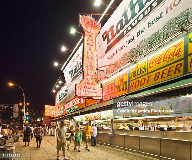 hot dog restaurant - coney island hot dog restaurant stock pictures, royalty-free photos & images