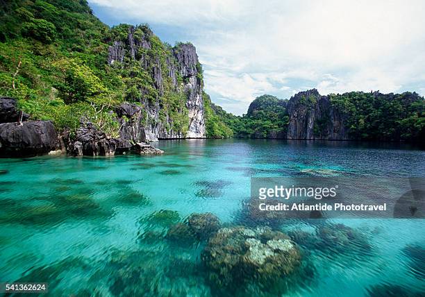 big lagoon at miniloc island - filipino stock pictures, royalty-free photos & images