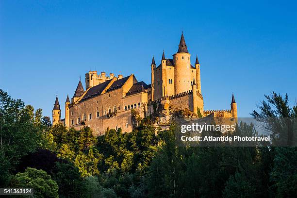 view of the alcã¡zar (castle) de segovia - segovia stock pictures, royalty-free photos & images