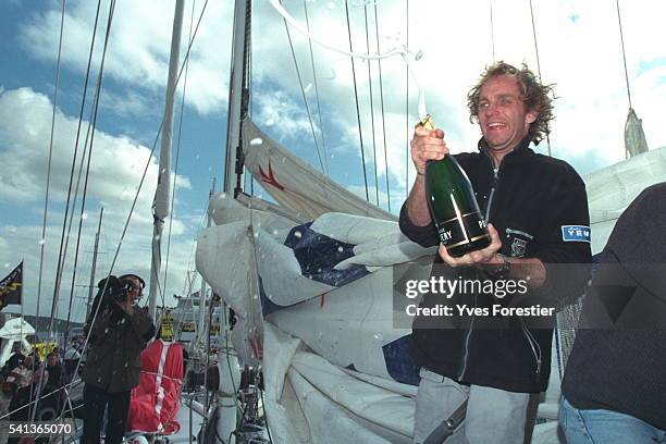 There was a huge crowd waiting to greet Philippe Monnet when he arrived and he celebrated his new record with champagne.