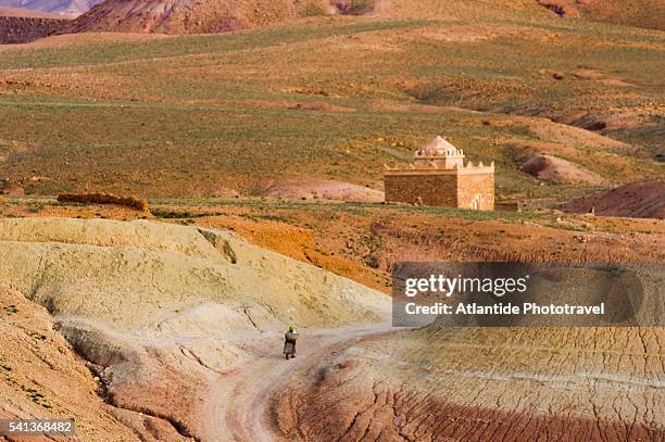 road to ait benhaddou in morocco - high atlas morocco stock pictures, royalty-free photos & images