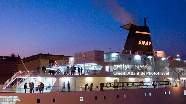 tourists on cruise ship in port - cruise ship logos stock pictures, royalty-free photos & images