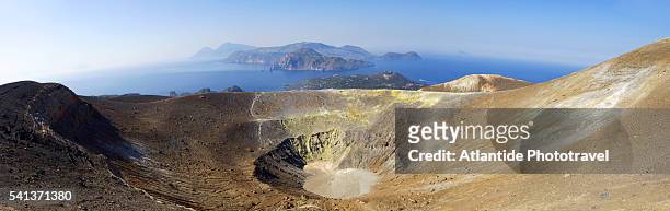 volcano crater on vulcano island - cinder cone volcano stock pictures, royalty-free photos & images