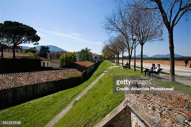 lucca city wall near palazzo pfanner - lucca italy stock pictures, royalty-free photos & images