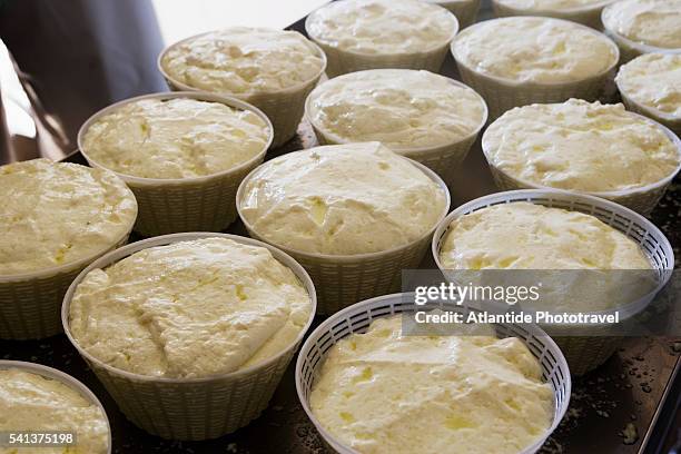fresh ricotta in shop - ricotta cheese stock pictures, royalty-free photos & images