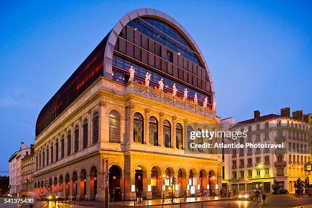 modern addition on top of opera de lyon - opera of lyon stock pictures, royalty-free photos & images