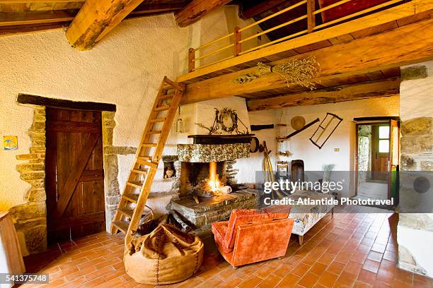 sitting room of a private farmhouse - sansepolcro stock pictures, royalty-free photos & images