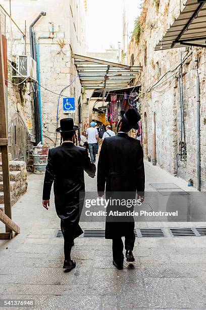 old town, orthodox jews in the bazaar - orthodox stock pictures, royalty-free photos & images