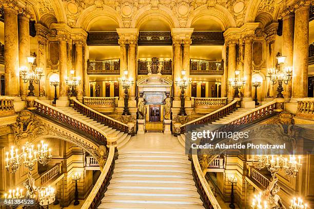 opera (opera house) national de paris, or palais (palace) garnier, the monumental staircase - opéra garnier stock pictures, royalty-free photos & images