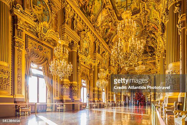 opera (opera house) national de paris, or palais (palace) garnier, the grand foyer - opéra garnier stock pictures, royalty-free photos & images