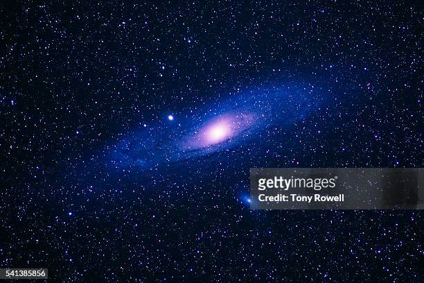 the andromeda galaxy imaged from the white mountains of california - atmosfera foto e immagini stock