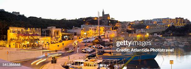 view of mgarr and harbor - mgarr harbour stock pictures, royalty-free photos & images
