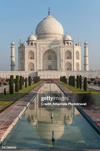 view of the taj mahal - tadsch mahal stock-fotos und bilder