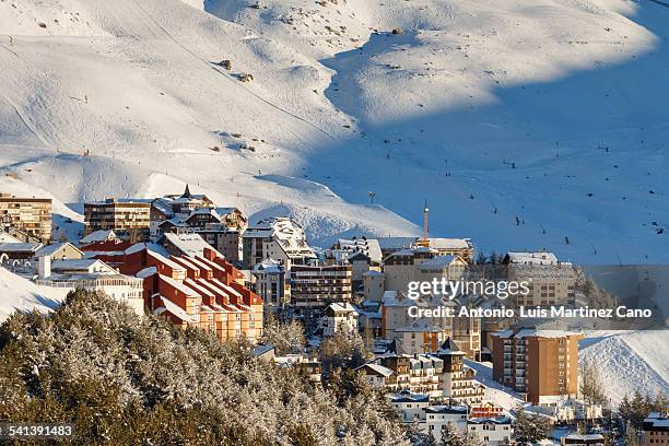the ski resort of pradollano - andalucian sierra nevada stock pictures, royalty-free photos & images