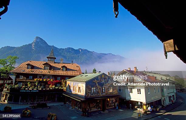 view of oberammergau - oberammergau stock pictures, royalty-free photos & images