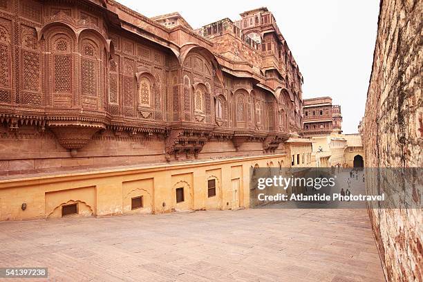 mehrangarh fort near the surja pol or sun gate - meherangarh fort stock pictures, royalty-free photos & images