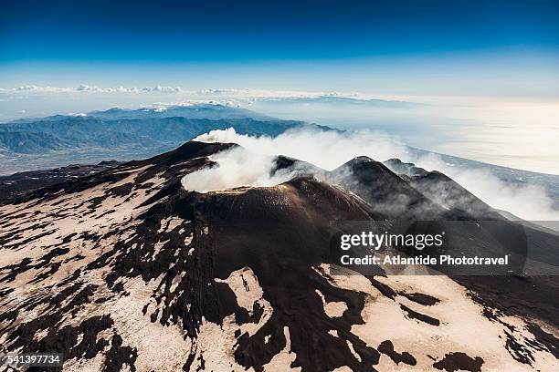 aerial view over volcano etna - etna foto e immagini stock
