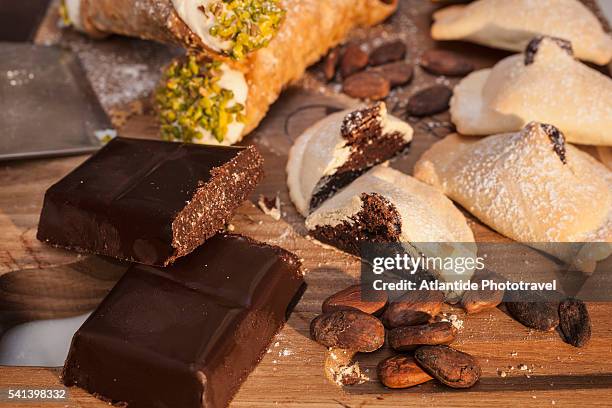 bonajuto, the oldest chocolate factory in sicily, typical sweets - modica sicily stock pictures, royalty-free photos & images