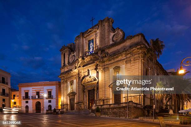 view of basilica di maria ss. del soccorso or duomo (cathedral) - agrigento stockfoto's en -beelden