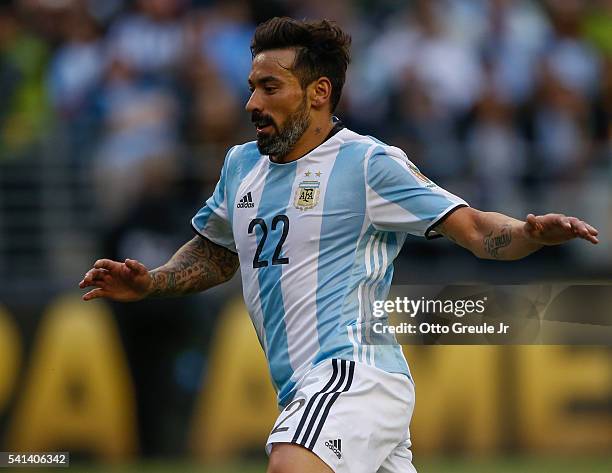 Ezequiel Lavezzi of Argentina follows the play against Bolivia during the 2016 Copa America Centenario Group D match at CenturyLink Field on June 14,...