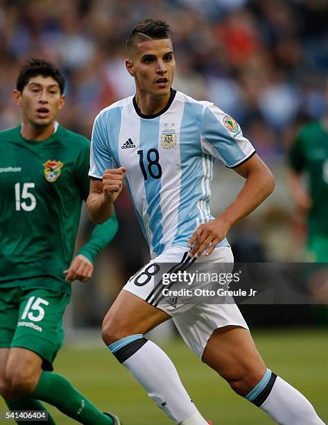 Erik Lamela of Argentina follows the play against Bolivia during the 2016 Copa America Centenario Group D match at CenturyLink Field on June 14, 2016...