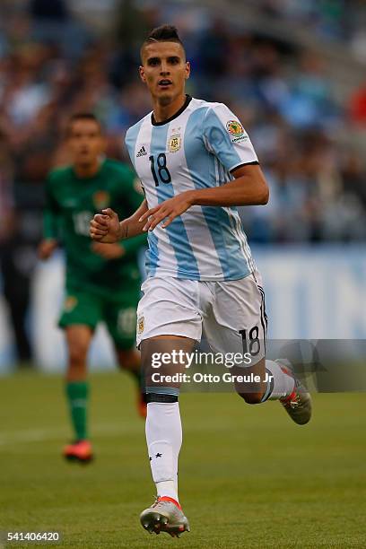 Erik Lamela of Argentina follows the play against Bolivia during the 2016 Copa America Centenario Group D match at CenturyLink Field on June 14, 2016...