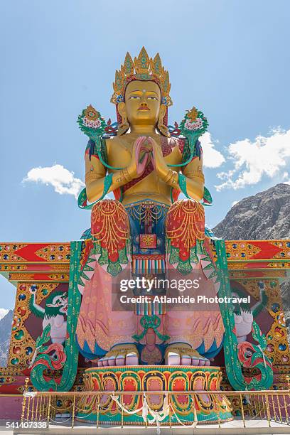 diskit monastery, the giant buddha - nubra valley stock pictures, royalty-free photos & images