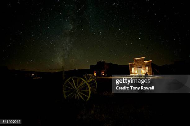 the milky way over bodie ghost town, eastern sierra, california - bodie ghost town stock pictures, royalty-free photos & images