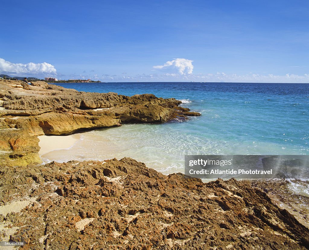 Cupecoy beach in St. Martin in the West Indies