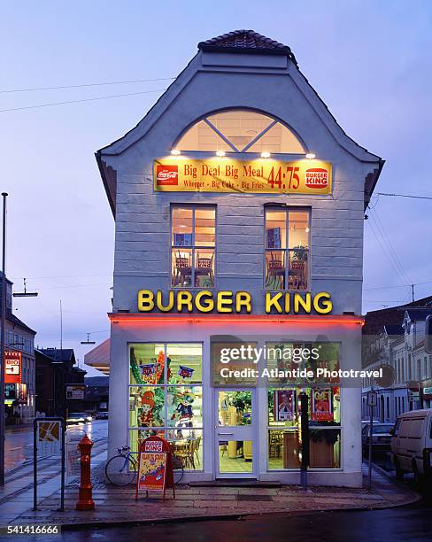 burger king in alborg in denmark - burger king stock pictures, royalty-free photos & images