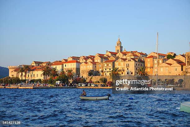 view of korcula's old town - korcula island stock pictures, royalty-free photos & images