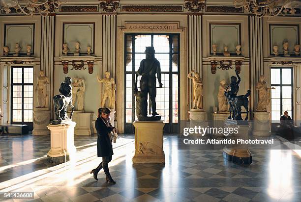 salone of palazzo nuovo, musei capitolini - museum pedestal stock pictures, royalty-free photos & images