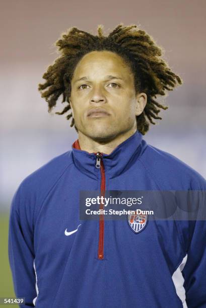 Cobi Jones of the USA during pregame introductions for their CONCACAF Gold Cup semifinal game at the Rose Bowl in Pasadena, California. The USA beat...