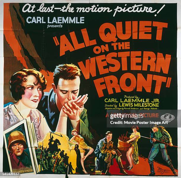 Poster for the US release of Lewis Milestone's 1930 war film, 'All Quiet On The Western Front', starring Lew Ayres.