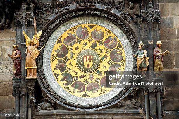 astronomical clock on old town hall, prague, czech republic - prague old town square stock pictures, royalty-free photos & images