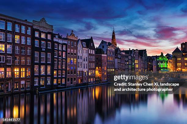 amsterdam canals - amsterdam night stock pictures, royalty-free photos & images