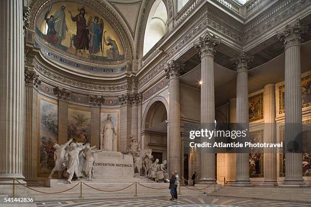 pantheon interior in paris - pantheon paris stock pictures, royalty-free photos & images
