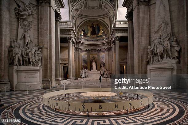 foucault pendulum in the pantheon in paris - pantheon paris stock pictures, royalty-free photos & images