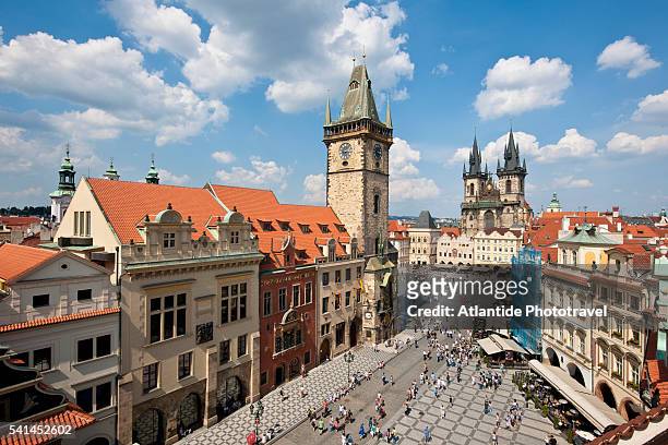 staromestske namesti from u prince hotel terrace - czech republic stock pictures, royalty-free photos & images