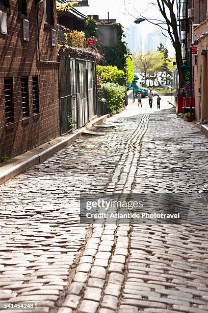 oldl street in west village - west village foto e immagini stock