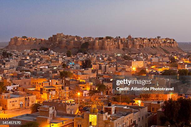 view over the city and the jaisalmer fort - rajasthan stock pictures, royalty-free photos & images