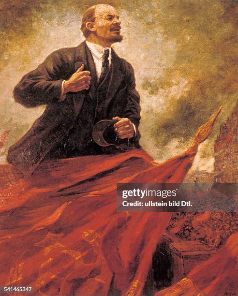 Soviet Union Lenin *22.04.1870-+ Politician, USSR 'Lenin on the stand' - painting by Alexander Gerassimov - undated