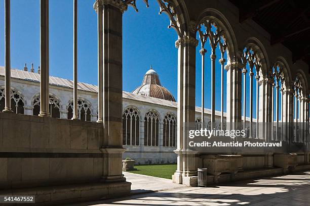 piazza (square) dei miracoli, monumental cemetery (camposanto monumentale), the cloister - pisa italy stock pictures, royalty-free photos & images