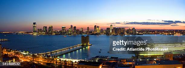 view of jersey city from building on hudson street - jersey city stock pictures, royalty-free photos & images