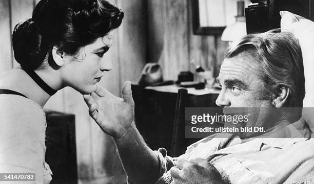 Cagney, James - Actor, USA - *17.07.1899-+ Scene from the movie 'Tribute to a Bad Man'' with Irene Papas Directed by: Robert Wise USA 1956 Produced...