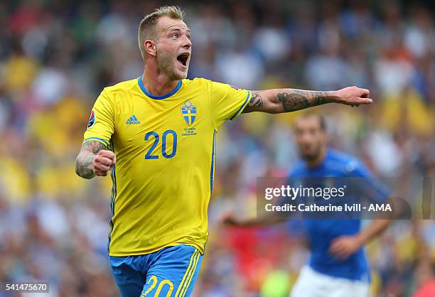 John Guidetti of Sweden during the UEFA EURO 2016 Group E match between Italy and Sweden at Stadium Municipal on June 17, 2016 in Toulouse, France.