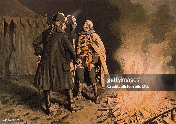 Prussian Kings and History Friederick II 31.05.1712-17.08.1786+ King of Prussia 1740 - 1786 Scene from the Seven Years' War: Frederick the Great and...