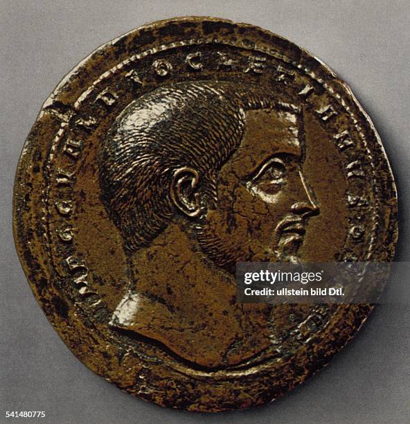 Roman Emperors Gaius Valerius Diocles c. 240-316+ as Gaius Aurelius Valerius Diocletianus 284-305 Roman Emperor Portrait on a medal - around 300